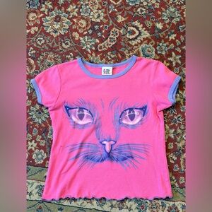 Y2K Giant Pink and Purple Kitten Baby T (S)